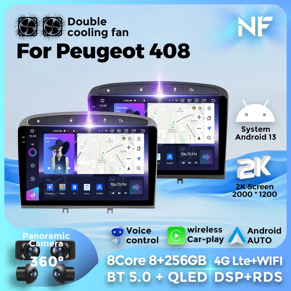 

Android13 Car Radio For Peugeot 408 2012-2020 308 308SW 9inch Multimedia Video Player GPS Carplay Auto 4G WIFI 8Core DSP BT RDS