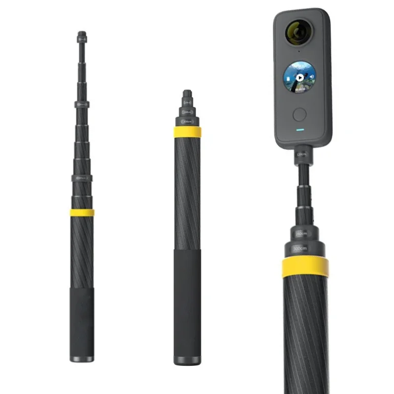 Extra long Lengthen mobile phone Invisible 3m Carbon Fiber Sports Camera Selfie Stick for Insta360 panoramic Action Camera