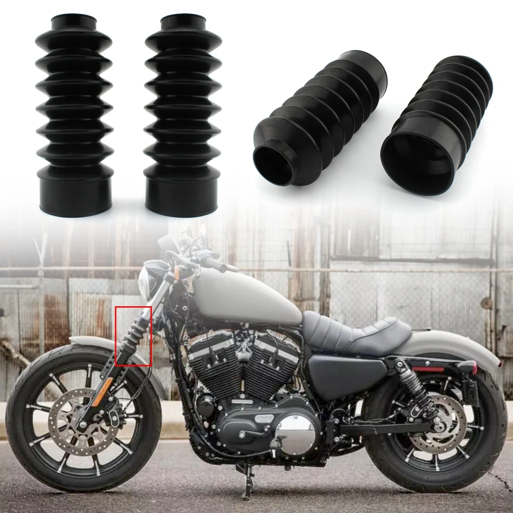 2PCS 39mm Motorcycle Front Fork Cover Gaiters Gators Rubber Long Boots For Harley Davidson Sportster XL883 XL1200 FXD