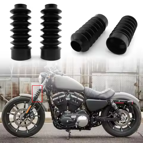 2PCS 39mm Motorcycle Front Fork Cover Gaiters Gators Rubber Long Boots For Harley Davidson Sportster XL883 XL1200 FXD