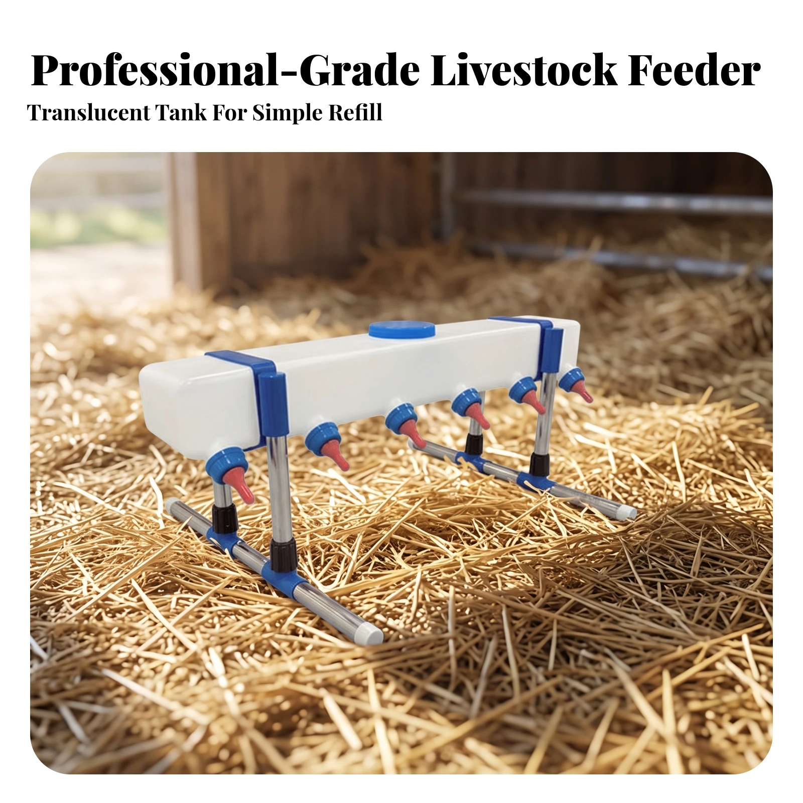 Milk Feeder with Nipple Valves Hygienic Feeder with Nipples Lamb Nursing Container Durable Convenient for Lambs, Farms, Pens