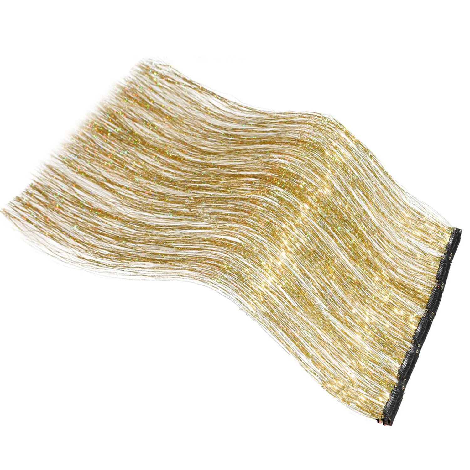 Hair Tinsel Clip in Glitter Tinsel Hair Extensions 24Inch Clip in Hair Tinsel Kit Heat Resistant Shiny Sparkly Fairy Synthetic