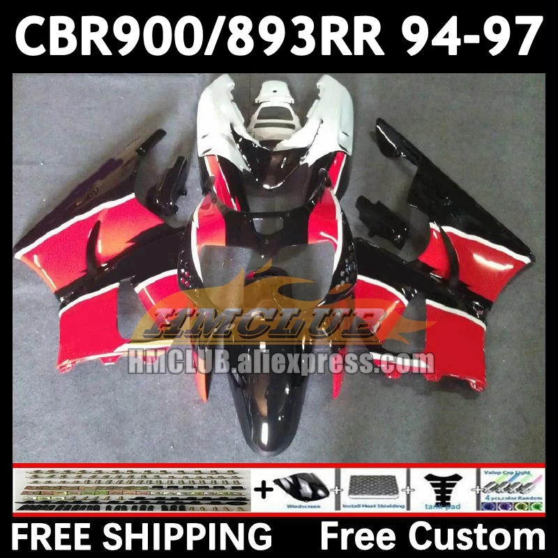 Fairing Kit For HONDA CBR900 CBR893 red black RR CBR 900 893RR CBR900RR 72No.55 CBR893RR 94 95 96 97 1994 1995 1996 1997 Body