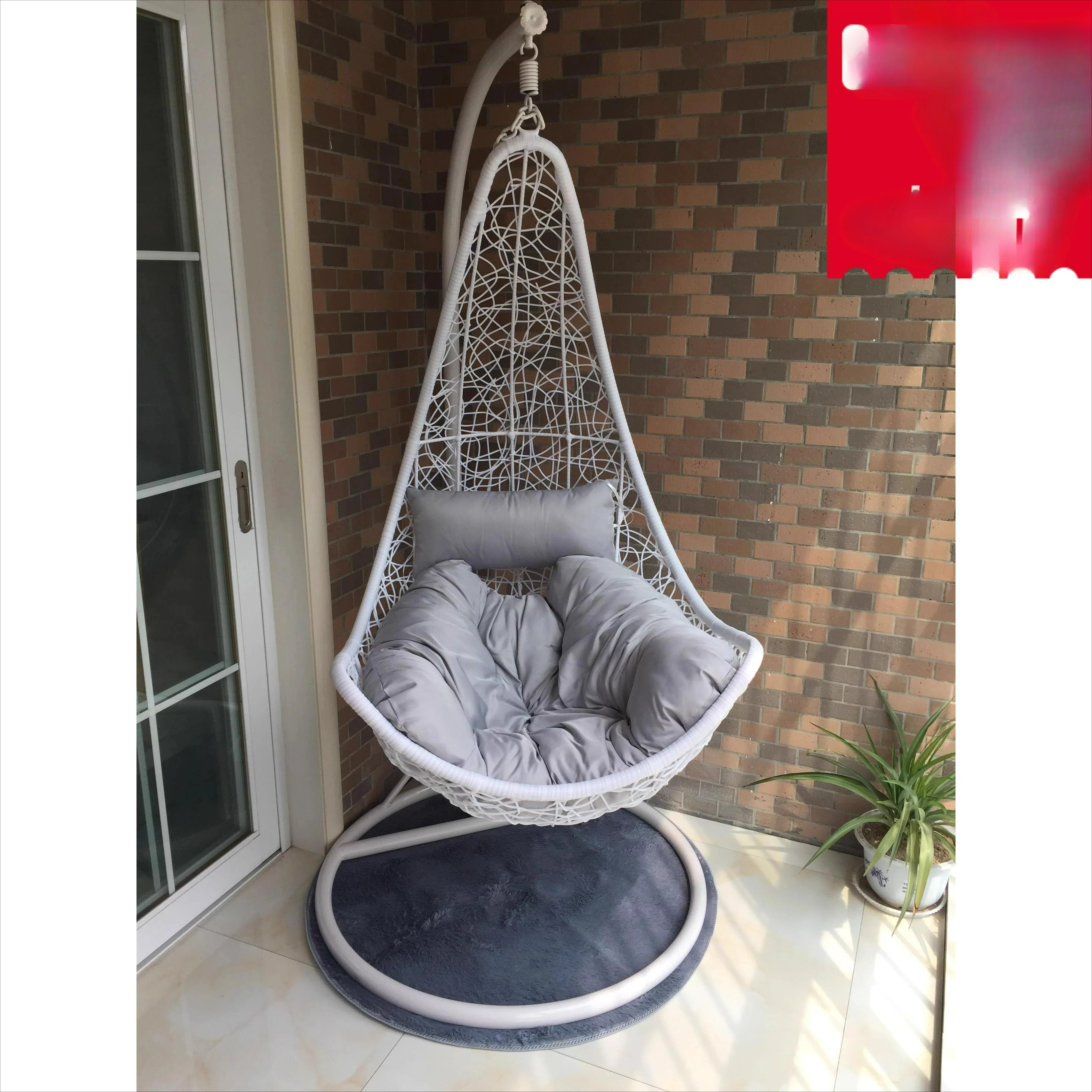 

Customizable small hanging chair swing wrought iron cradle adult bird's nest balcony indoor rattan chair