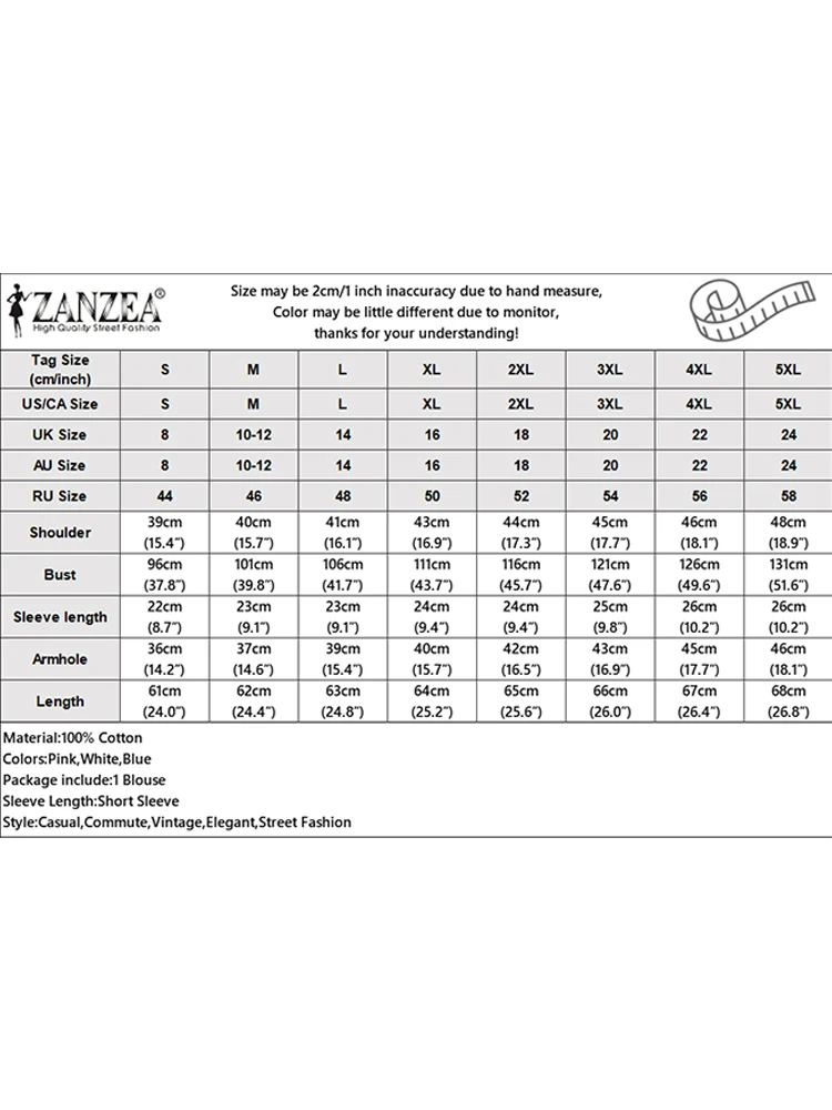 ZANZEA Cotton Blusas Women Solid Tops Casual Loose Short Sleeve Blouse Fashion O Neck Tunics 2025 Female OL Work Pullovers