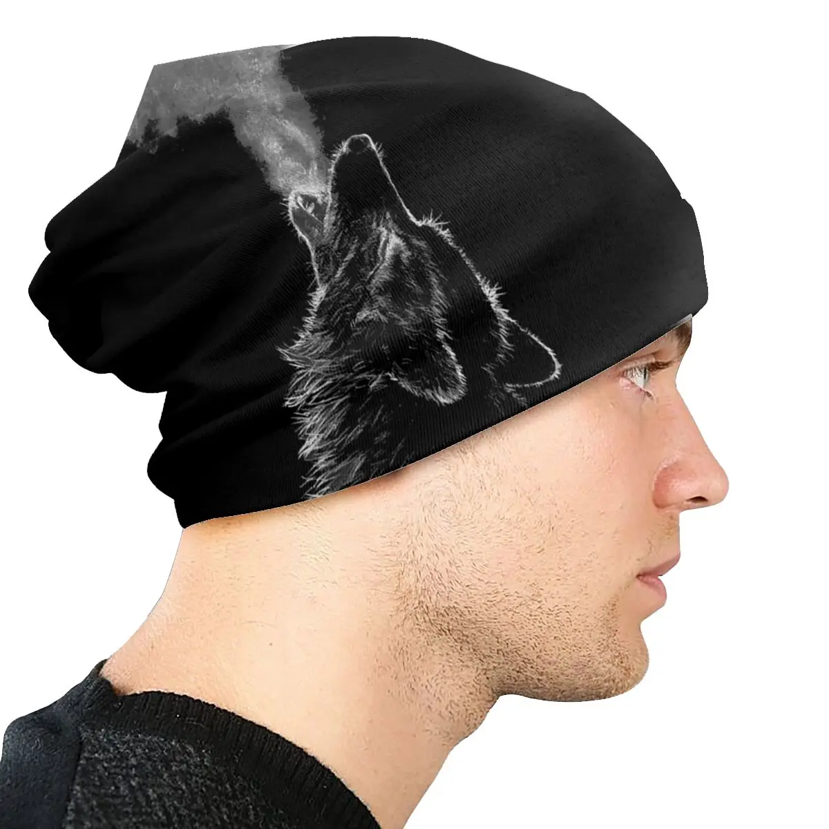 Black 3D Wolf Beanie Bonnet Knitting Hats Men Women Hip Hop Unisex Animal Warm Winter Skullies Beanies Cap for Ski