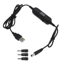 Kabel regulowane napięcie USB 5V do 1.5V 3V 4.5V 6V 7.5 9V 12V 2.5mm/3.5mm/4.0mm/5.5mm z diodą LED do gier zabawkowych