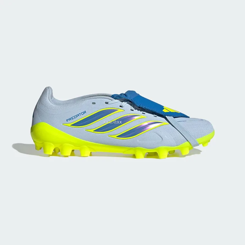 Popular Adidas JS0345 Unisex AG Firm Ground Soccer Cleats Crystal Blue Light Blue Bright Yellow Fluorescent Football Boots view 3