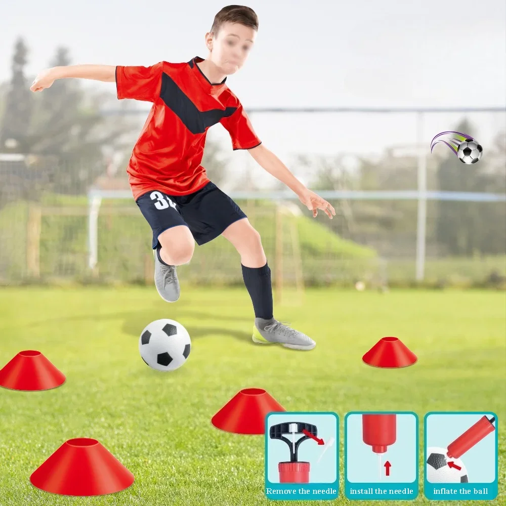 2つのゴール、4フィート x 3フィートのサイズのポータブルサッカーゴール - トレーニング機器、幼児用サッカーネット（ボール付き）、子供、青少年向けの屋外ゲーム、スポーツ