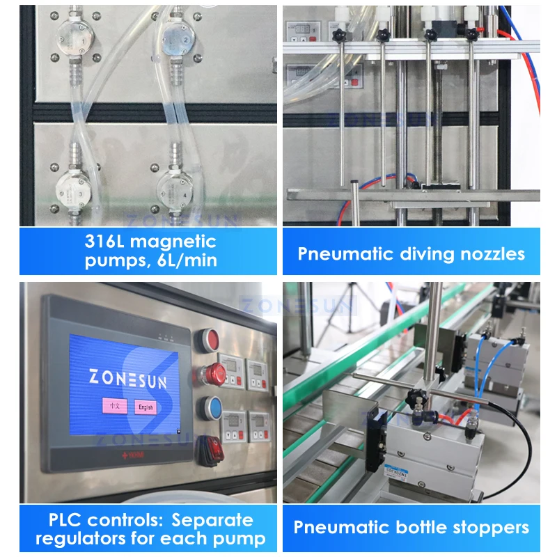 ZONESUN Automatic Liquid Filling Coding Capping Labeling Wrapping Shrinking Production Line Magnetic Pump Beverages ZS-FAL180Z7