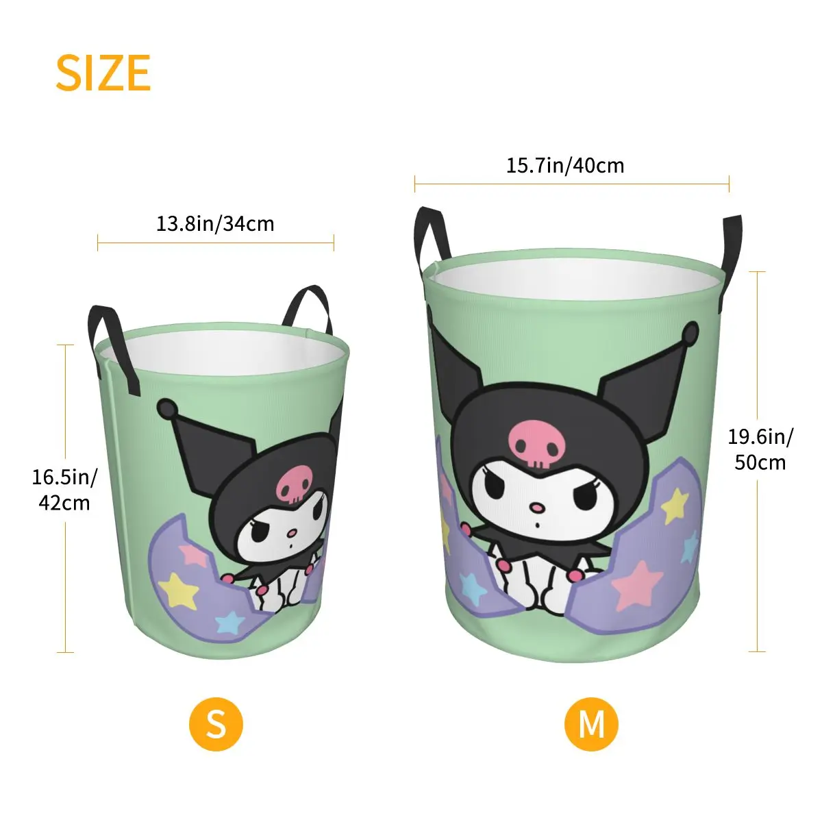 Cesta de lavanderia personalizada para berçário, armazenamento, desenhos animados, Kuromi, crânio, coelho bonito anime, cabaz do bebê, brinquedos organizador, bonito