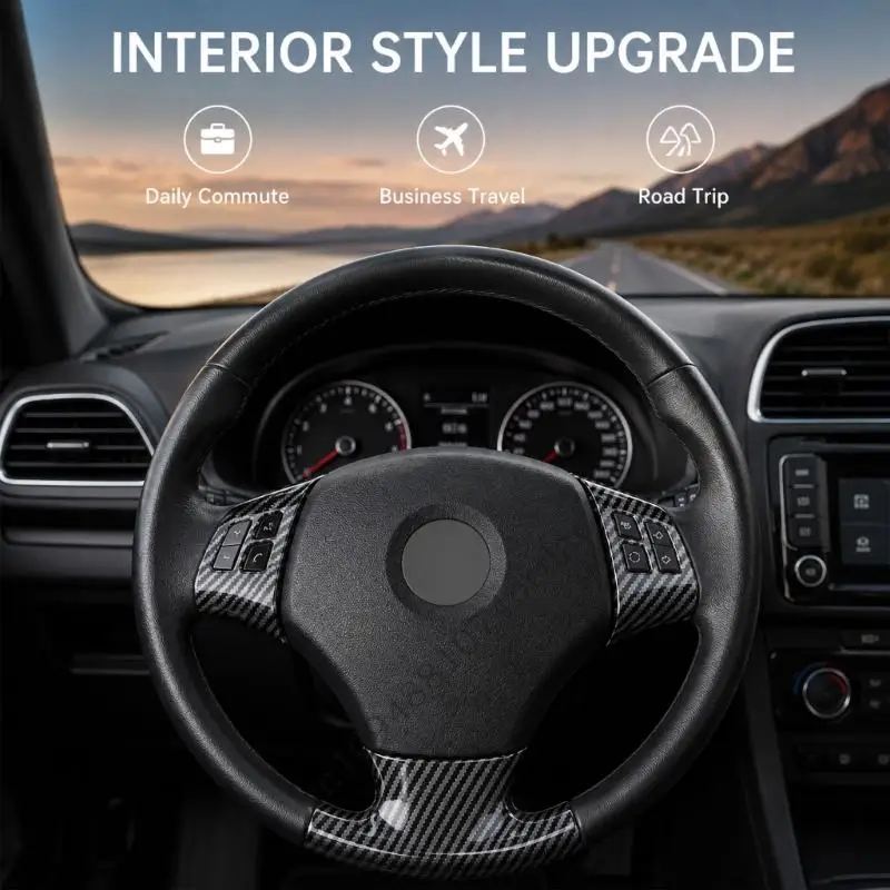 Steering Wheel Trim Overlay Cover Set, Carbon 3 Piece Interior Accent