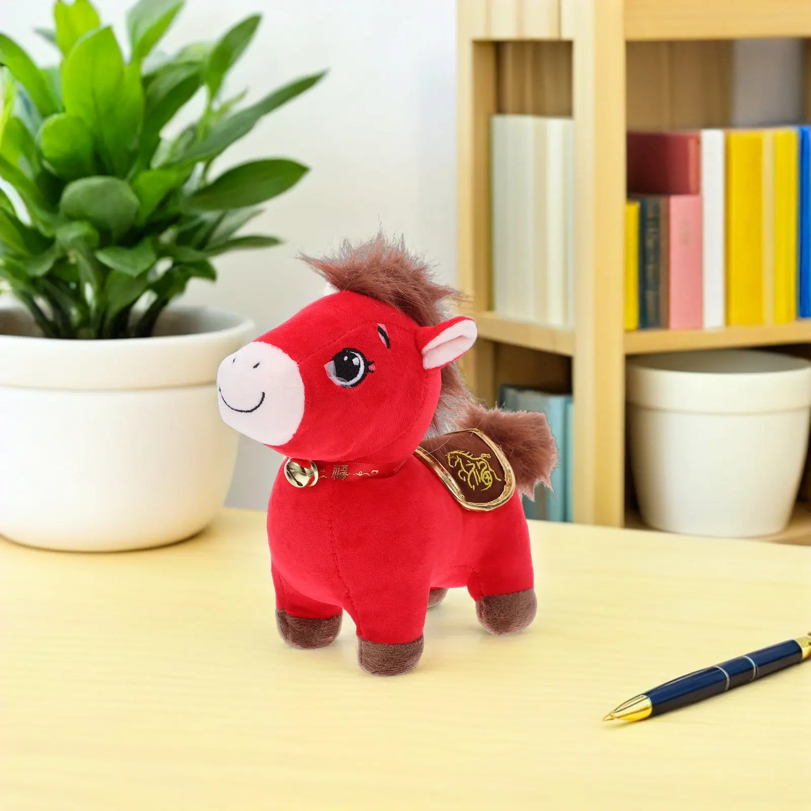 มาสคอตสัตว์จีนขนาด 20 ซม. ปี 2026 ปีฉลองเทศกาลฤดูใบไม้ผลิ มาสคอตม้า สำหรับเทศกาล ของขวัญ ตกแต่ง รูปม้า