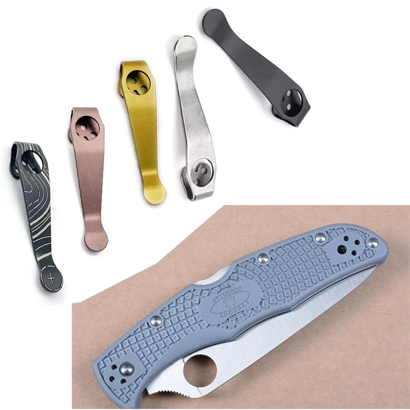 16 Colors Titanium Knife Pocket Clip For Genuine Spyderco C81 Paramilitary2 C10 C11 Para3 Delica4 Endura Manix