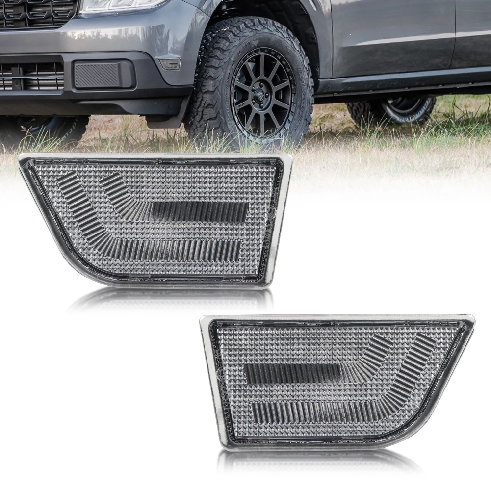 2PCS For 2022 2023 2024 2025 Ford Maverick Front Corner Light Side Marker Light Fender Light Turn Signal Light Reflector Cover