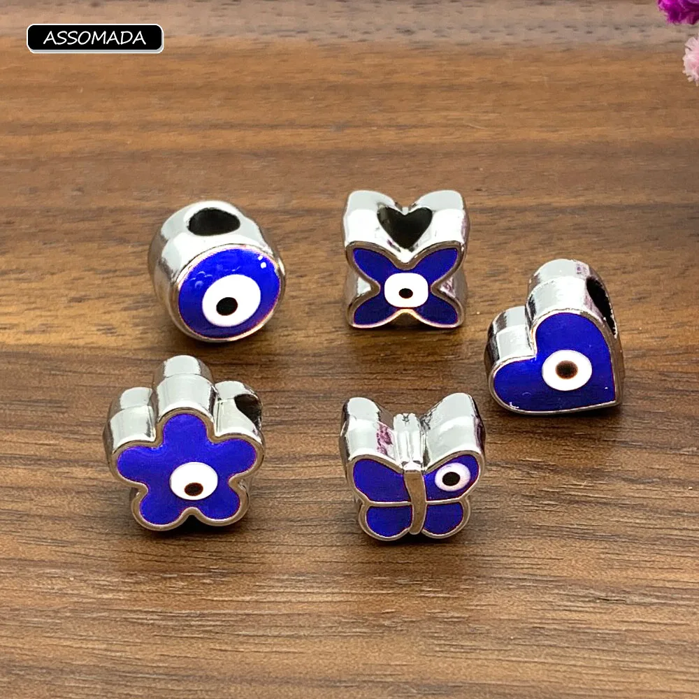 10pcs Large Hole Evil Eye Beads Butterfly Heart Crown Special-shaped Blue Eyes Bead For Necklace Ornament DIY Jewelry Making