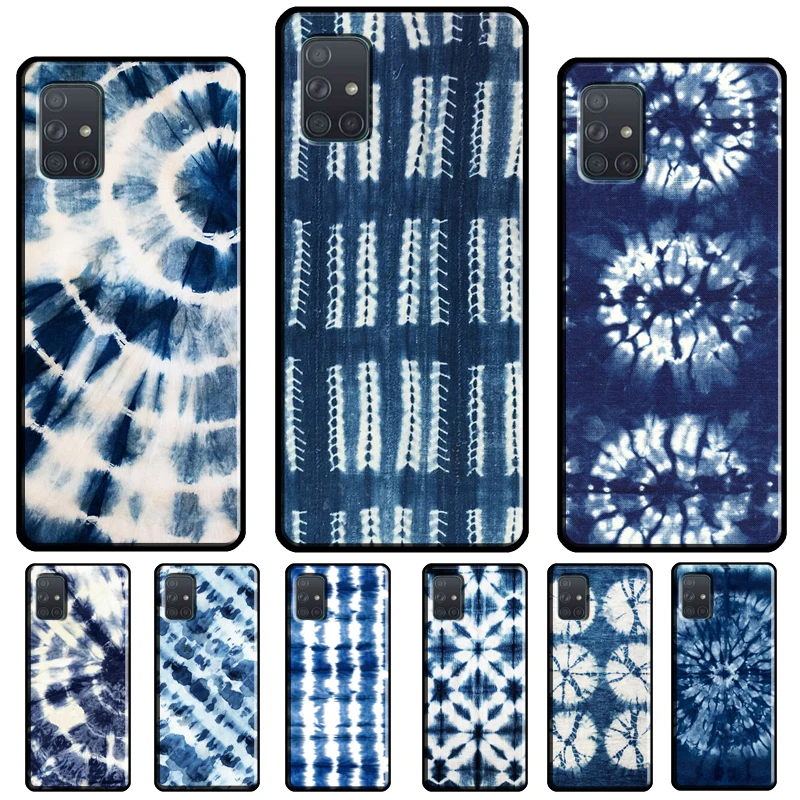 Shibori indigo Tie Dye Case For Samsung A54 A34 A14 A24 A12 A22 A32 A42 A52 A51 A71 A50 A70 A13 A23 A33 A53 Cover