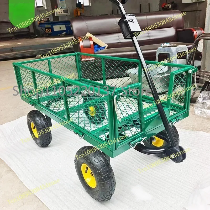 Net Car, Tool Car, Four-wheel Trailer, Cargo Truck, Heavy-duty Warehouse Handling Vehicle, Agricultural Handcart, Garden Net Car