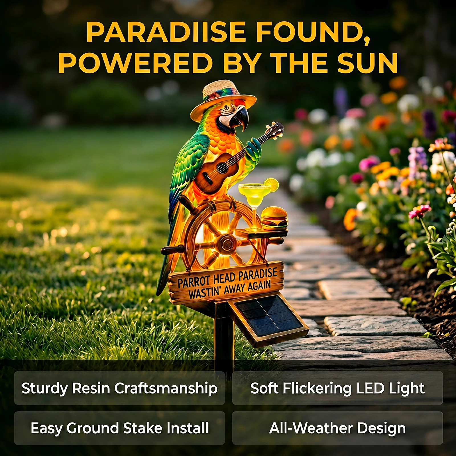 Solar Parrots Garden Light Weather Resist Whimsical Decorative Lamp Waterproof Garden Stakes Lamp for Patio/Lawn/Backyard Party