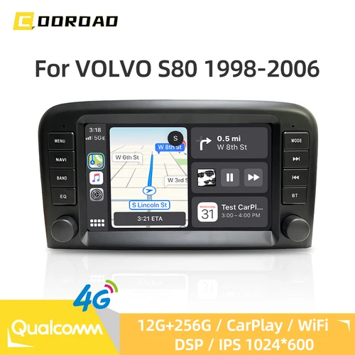12 グラム 256 グラムアンドロイド 13 カーラジオボルボ S80 1998-2006 GPS ナビゲーション CarPlay 4 グラム WiFi Bluetooth RDS ステレオ車マルチメディアプレーヤー