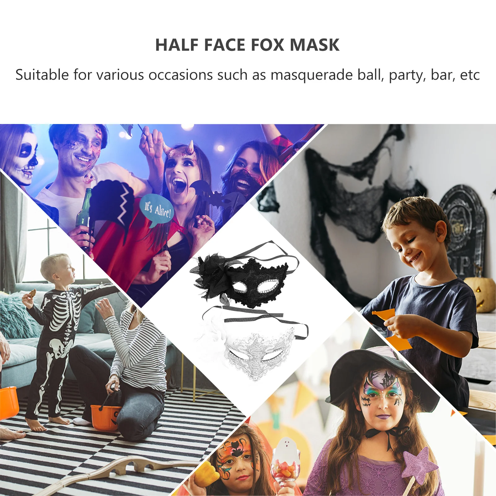 

2Pcs Attractive Masquerade Masks Party Face Decorations for Women Lady Fashionable Events Prom Masks Face Props