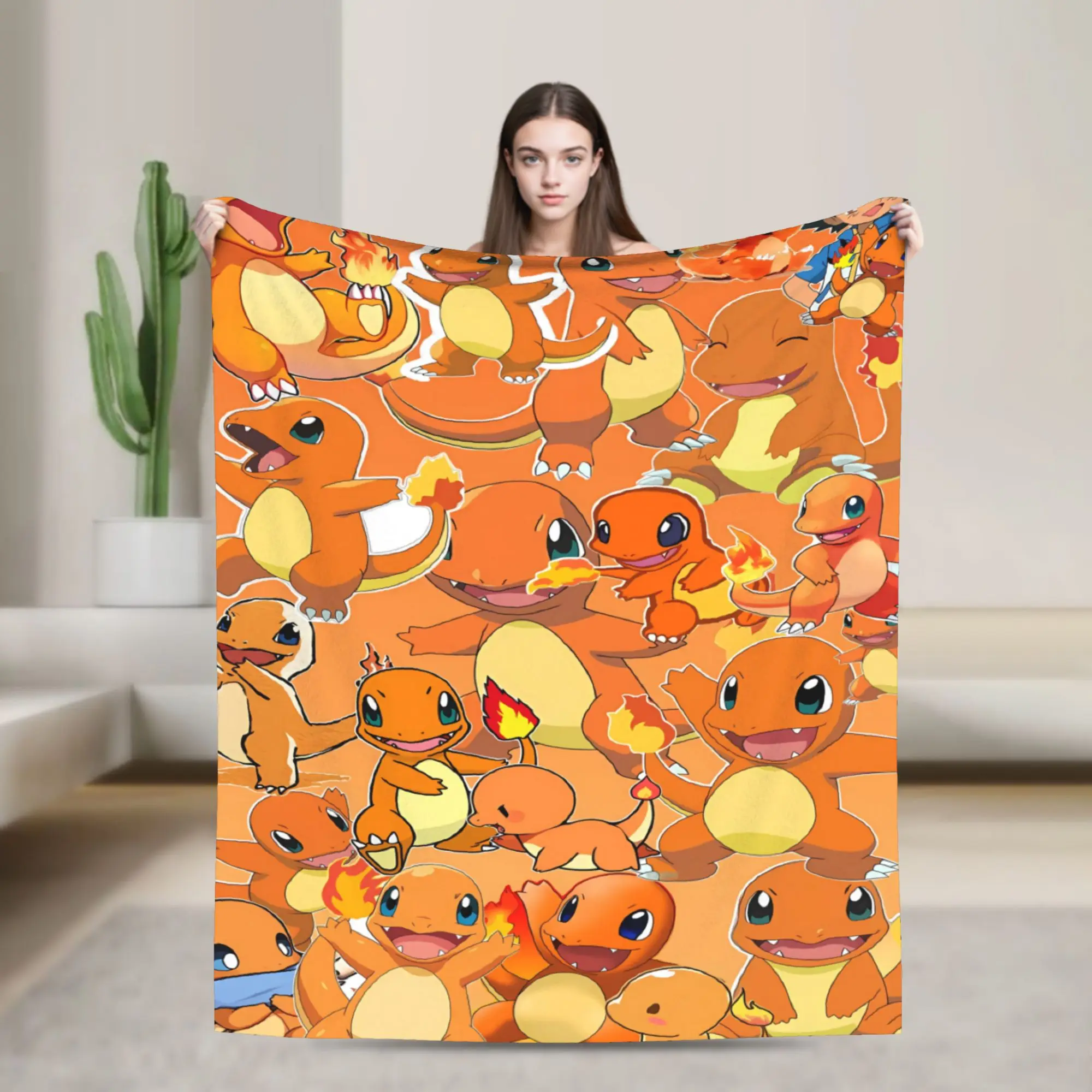 Charmander Scatter Cartoon Blanket Quality Soft  Throw Blanket Winter Girls Boys Home Decor Novelty Bedspread