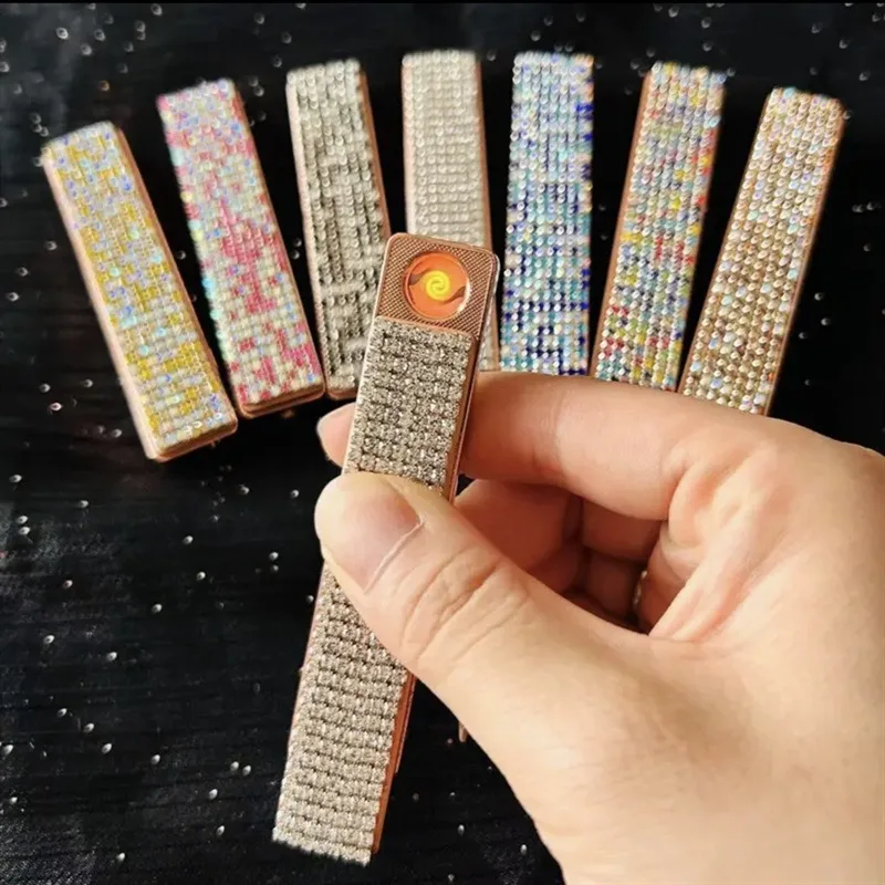 

Rechargeable USB Windproof Cigarette Lighter, Diamond-encrusted Tungsten Wire, Exquisite and Compact, Gift Lighter for Women