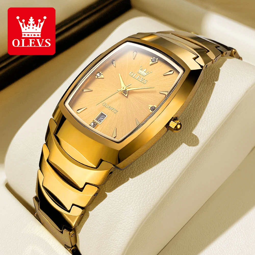 OLEVS 7006 Classic Luxury Quartz Watch For Men Calendar Tungsten Steel Strap Dress Wristwatch Waterproof Original Fashion Watch