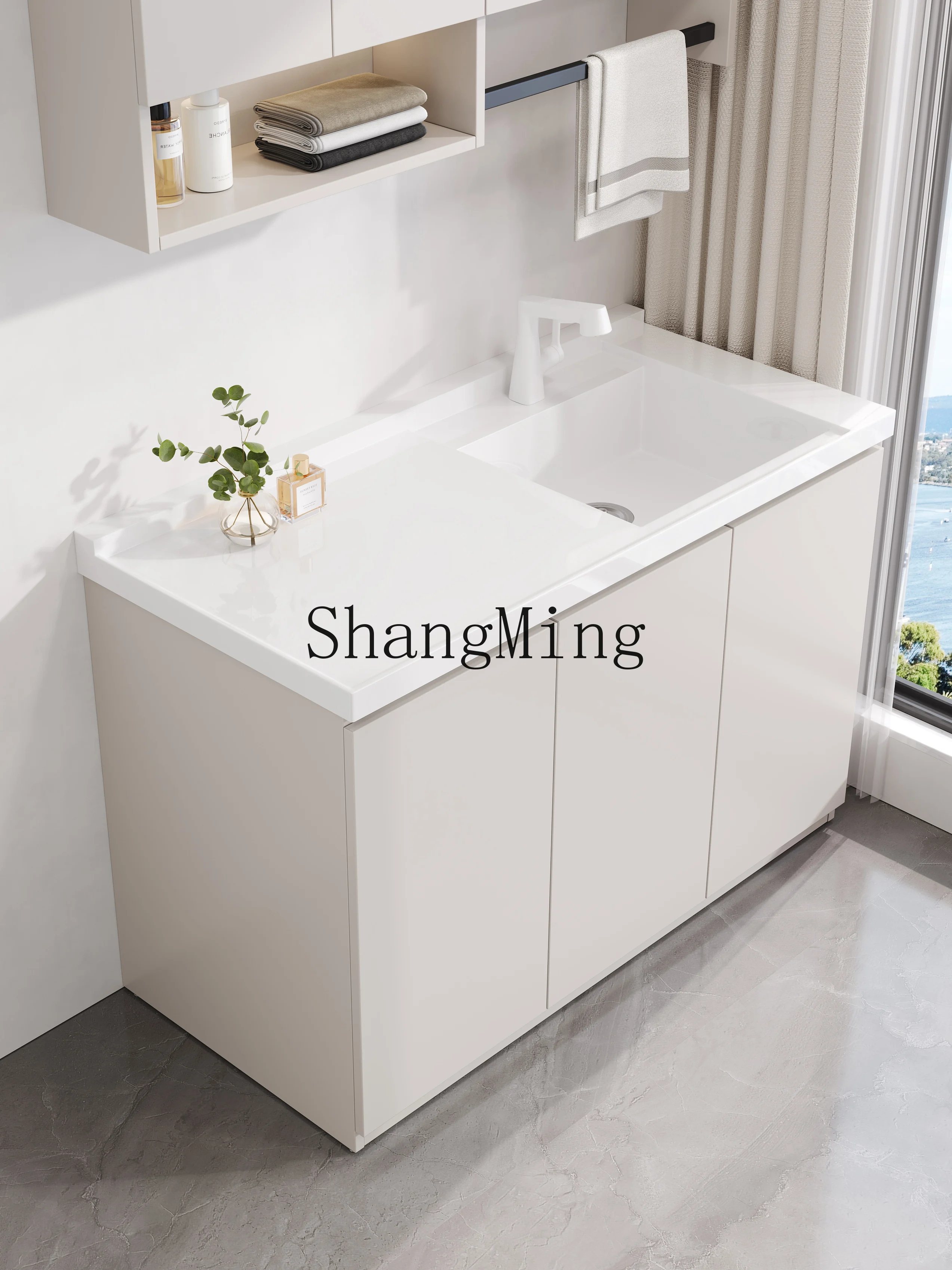 

CL honeycomb aluminum laundry cabinet basin laundry pool balcony household without rubbing board single cabinet quartz stone