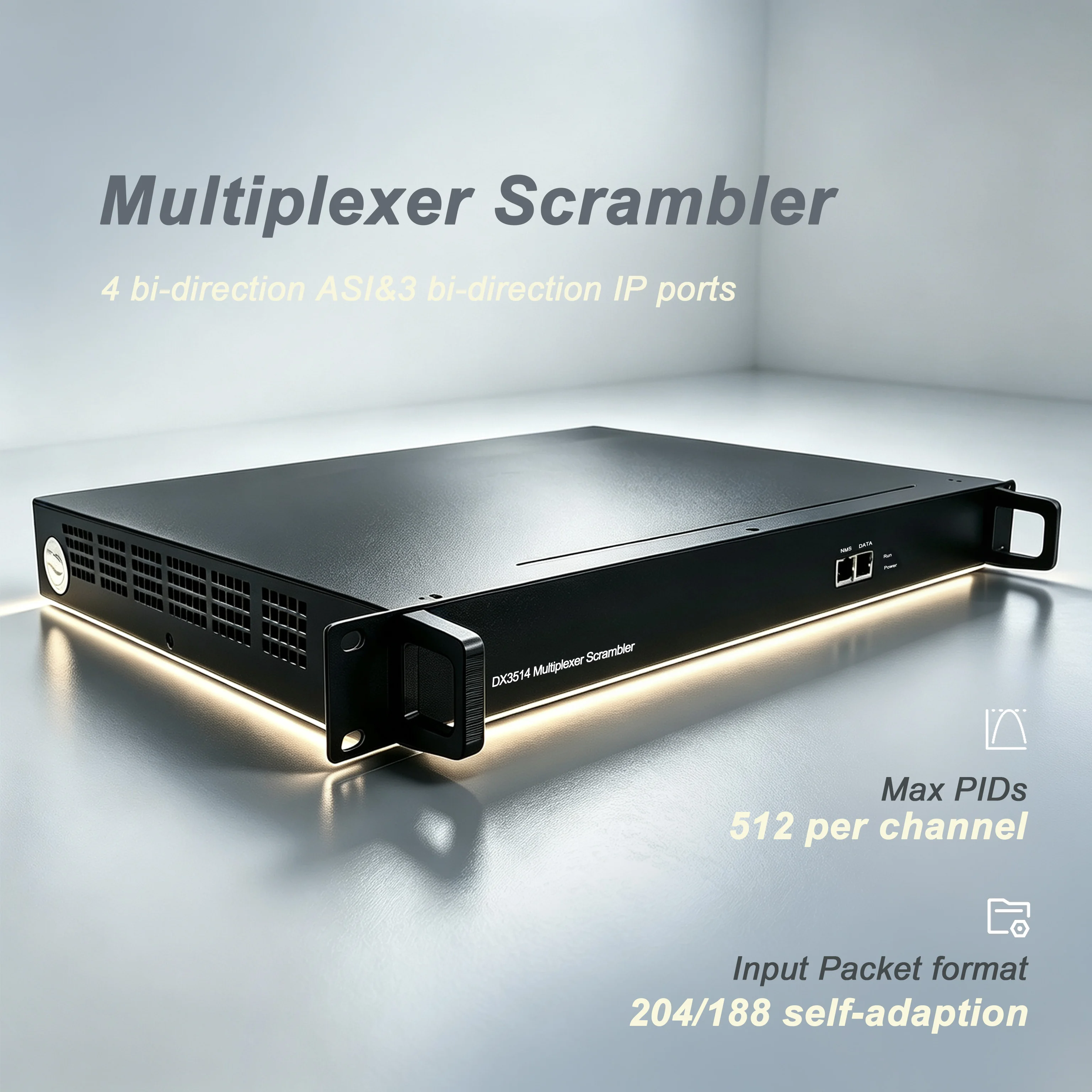 CATV Broadcasting Multiplexer Scrambler, 4 ASI 128 IP Input, PCR Adjustment, PSI‑SI Auto‑Generation Multiplex Equipment