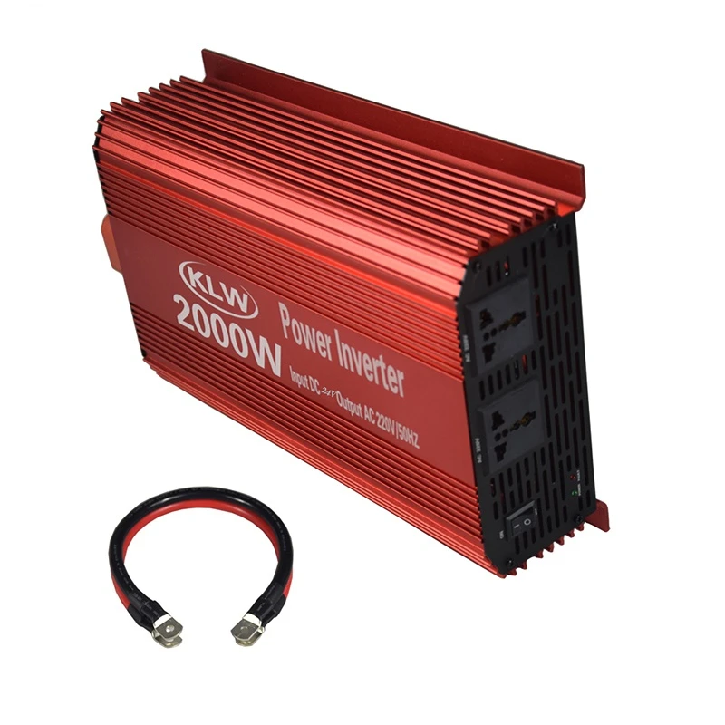 5V 2.1A USB Port 2000W DC12V 24V to AC110V 220V Two Socket Portable Power Inverter Charger Converter Adapter Modified Sine Wave