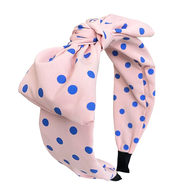 الكورية البولكا نقطة القوس النسيج هيرباند المرأة الموضة الكلاسيكية الحلو ولطيف ساحة آذان أرنب واسعة الحواف عقال #5