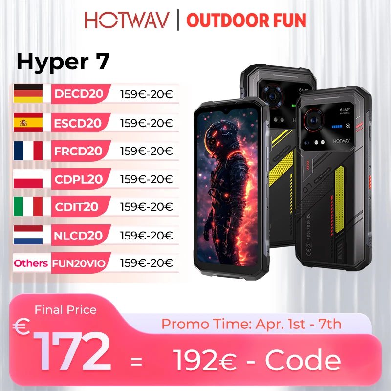 HOTWAV Hyper 7 5G téléphone robuste 10800mAh 6.6 ''FHD + 2K affichage téléphone portable 280LM 64MP Smartphone 8GB 256GB Android 14 téléphone portable