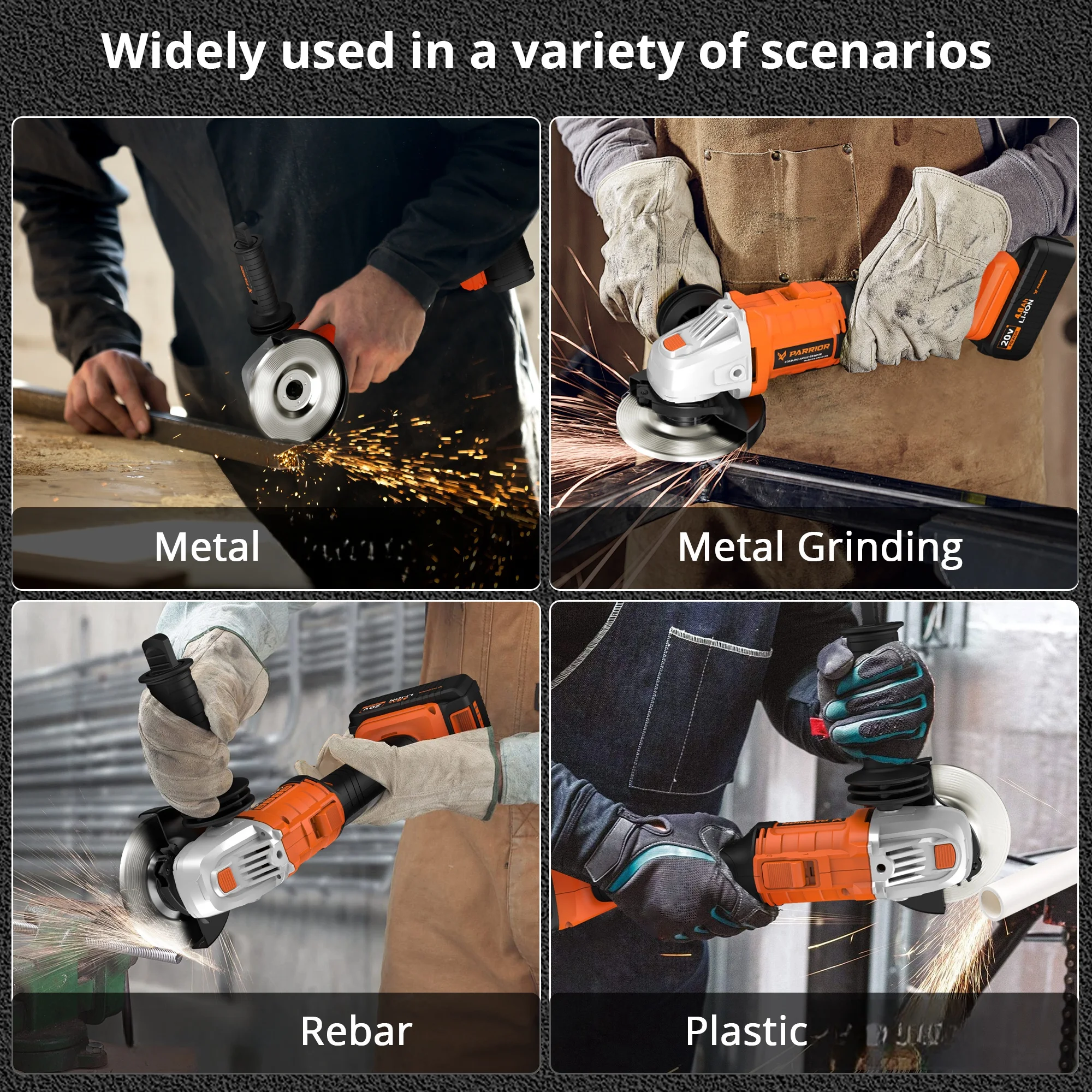 

20V Max Cordless Angle Grinder Kit, Power Angle Grinder 8500 RPM Brushless Motor 4 Ah Battery & Fast Charger, Adjustable Auxiliary Handle, Cordless Grinder for Polishing, Grinding, Cutting
