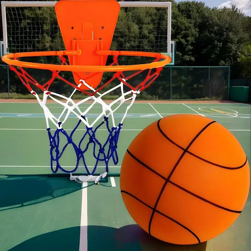 كرة سلة ناعمة داخلية بدون صوت كرة سلة داخلية مع طوق بدون ضوضاء كرة رياضية معدات ترتد ناعمة لشقة صالة الألعاب الرياضية المنزلية