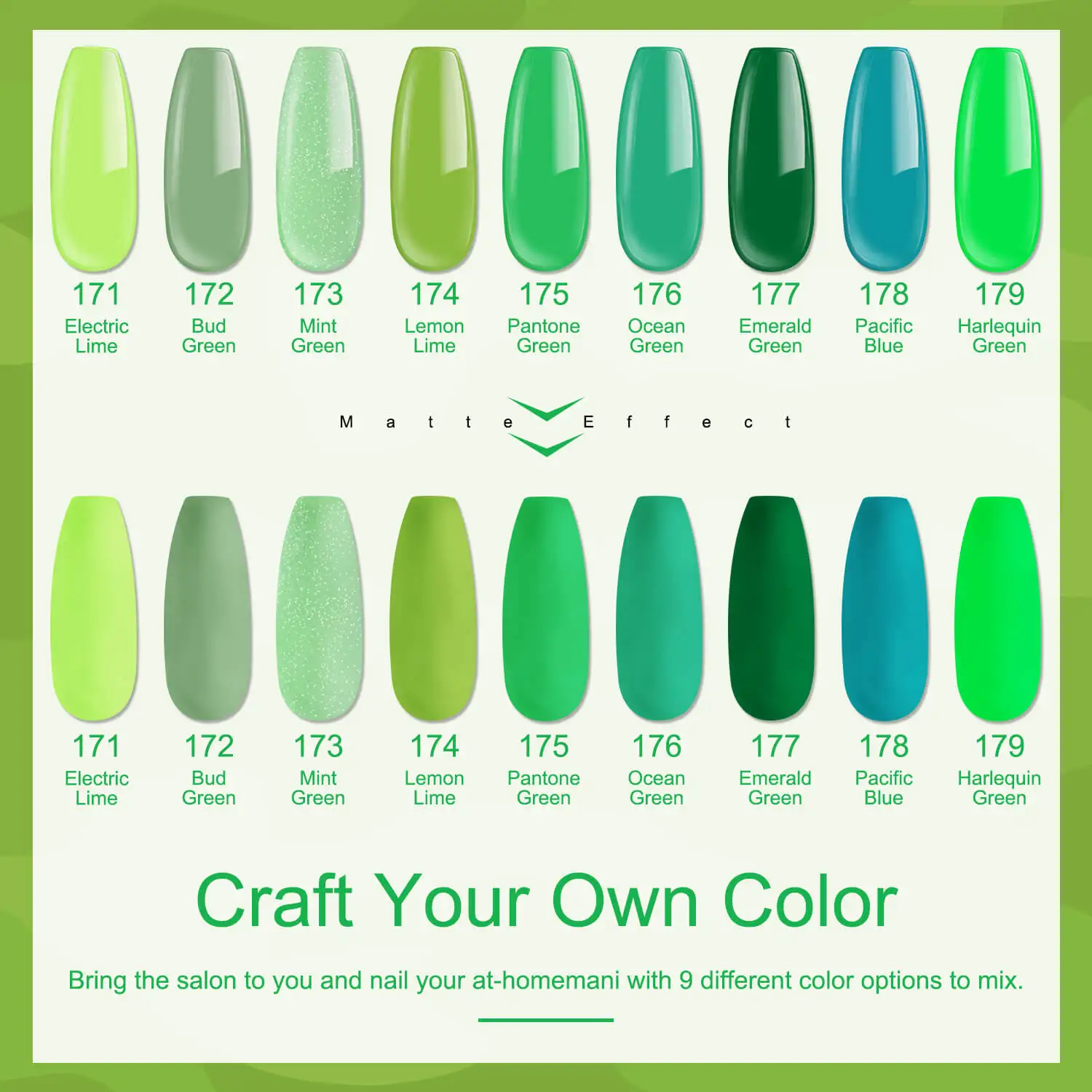 13 قطعة طقم طلاء أظافر جل مع 9 أخضر طازج وقاعدة جل لامع غير لامع معطف فوقي مبرد أظافر لصالون المنزل لتقوم بها بنفسك مانيكير الأظافر #2