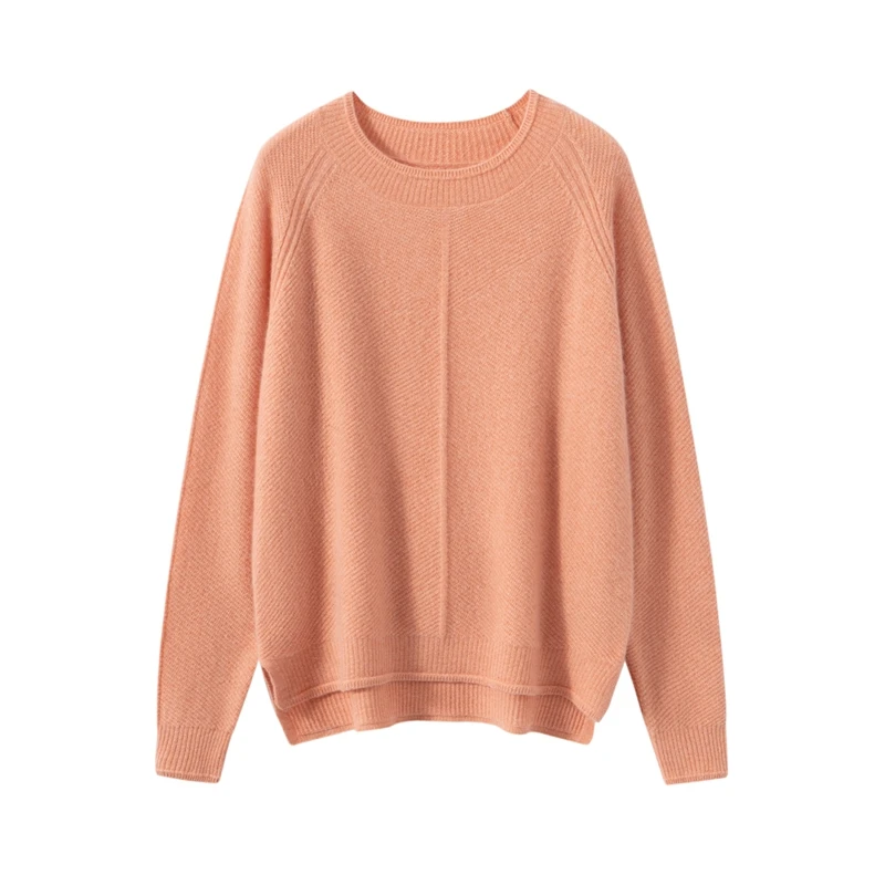 الفاخرة المرأة 100% الكشمير س الرقبة الأساسية طويلة الأكمام البلوز الخريف الشتاء سترة غير رسمية كسول بسيط الراحة محبوك #3