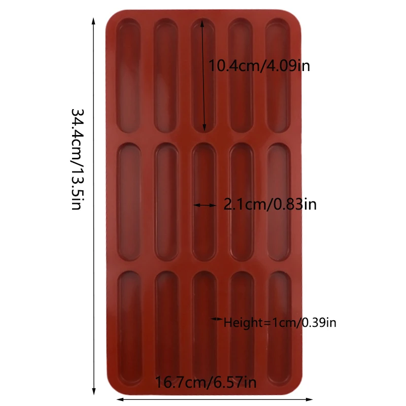 15 Hole Silicone Finger Biscuit Mold Chocolate Bar Mold Cigar Fernando Long Strip Mousse French Dessert Cheese Bar Baking Tools