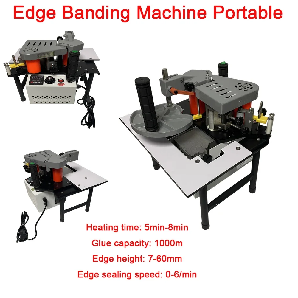 

Portable Woodworking Edge Banding Machine PVC Double Sides Gluing Edge Bander Intelligent Temperature Control 220V 1200W