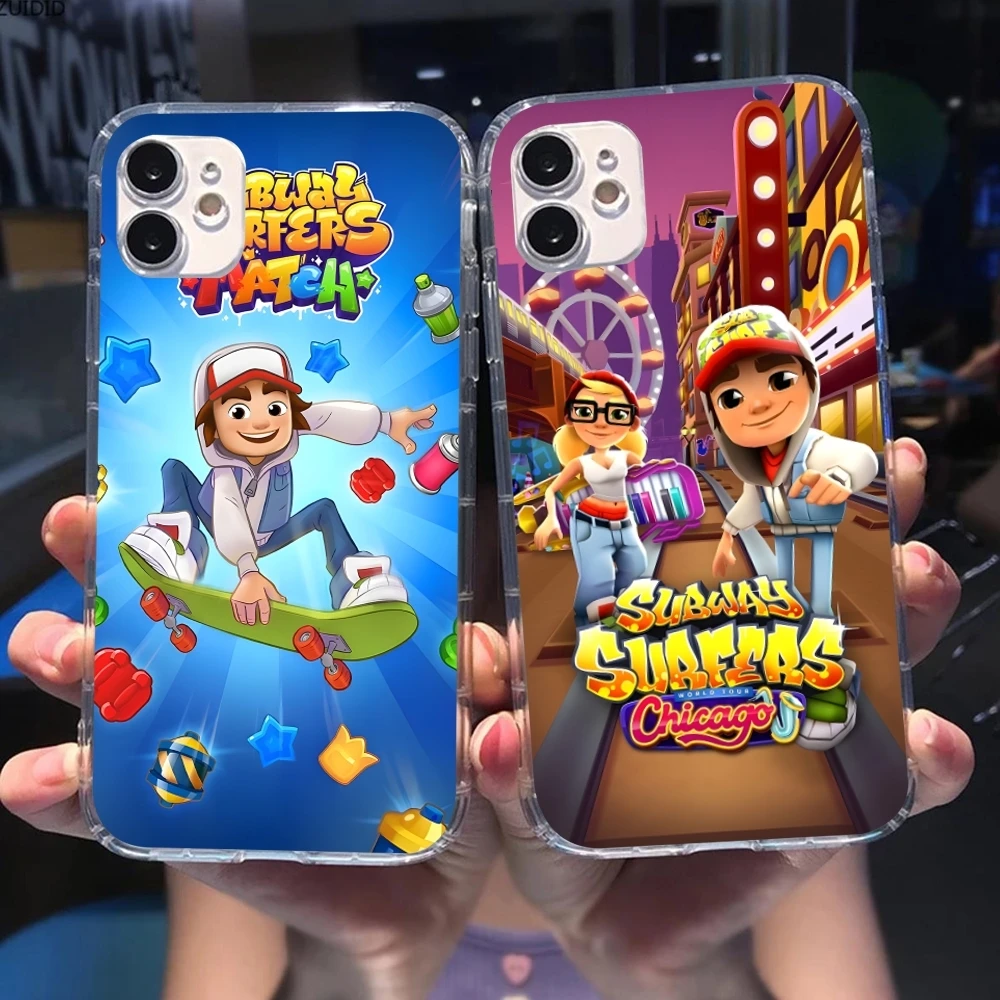 Subway Surfers Mobile Cell Phone Case for iPhone 15 14 13 12 11 X XR XS 8 Pro Max Plus Mini Clear Transparent Phone Cover Shell