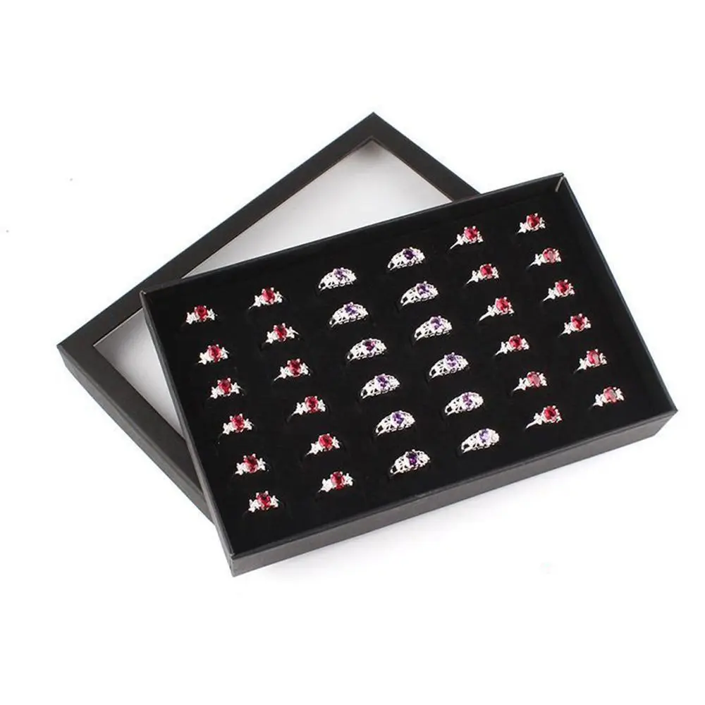 Fine Fashion Velvet Holder Earring 36 Slots Cufflinks Case Jewelry Organizer Ring Box Tray Storage