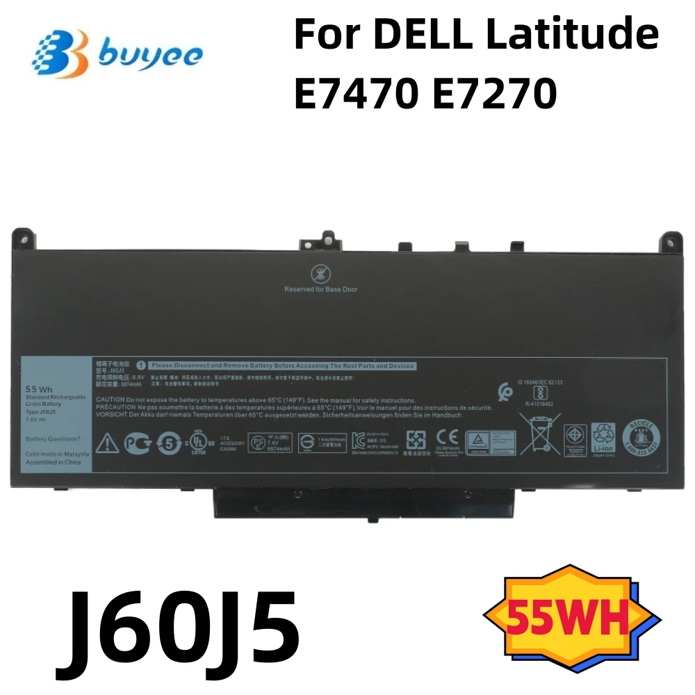 

New J60J5 7.6V 55Wh Thin Laptop Battery For Dell Latitude E7270 E7470 Primary Series Notebook 4-Cell MC34Y R1V85 242WD J6OJ5