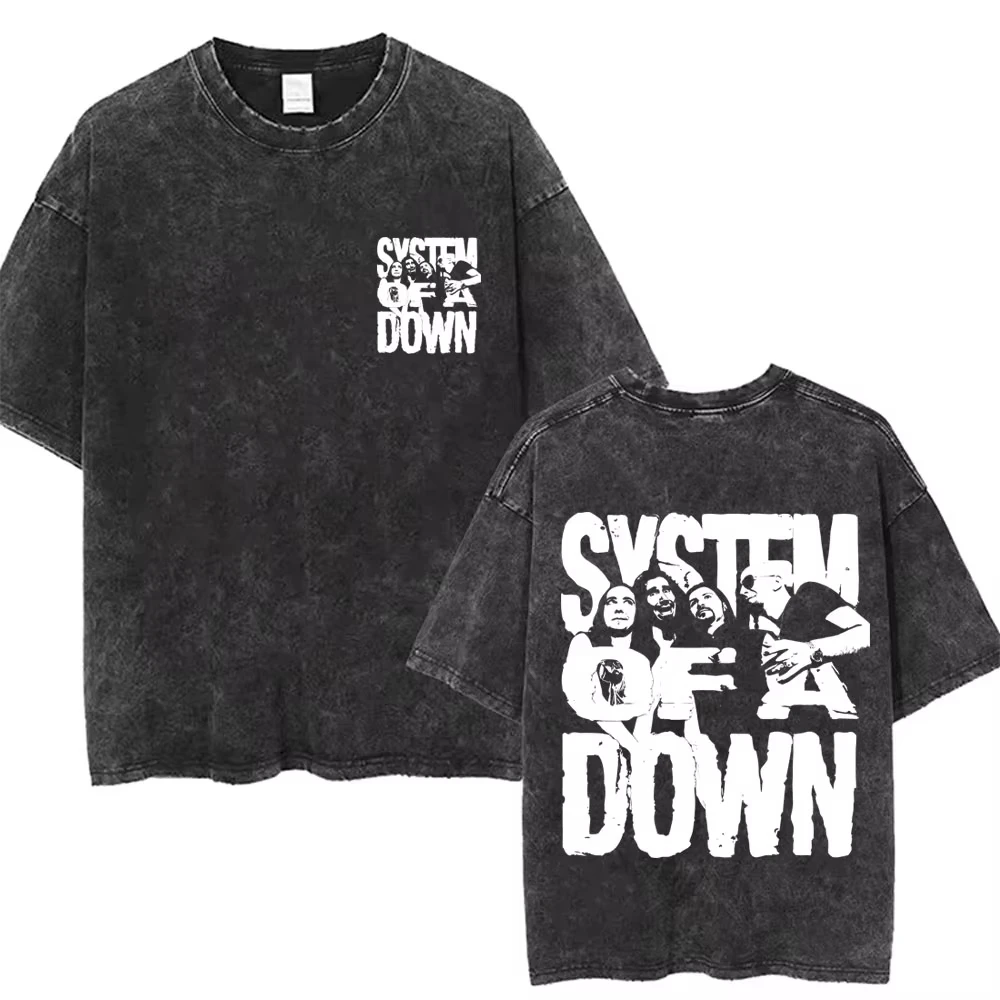 

Washed Vintage System of A Down Toxicity T-shirts Skeleton Graphic T-shirt Men Women Rock Oversized Alternative Metal T Shirts