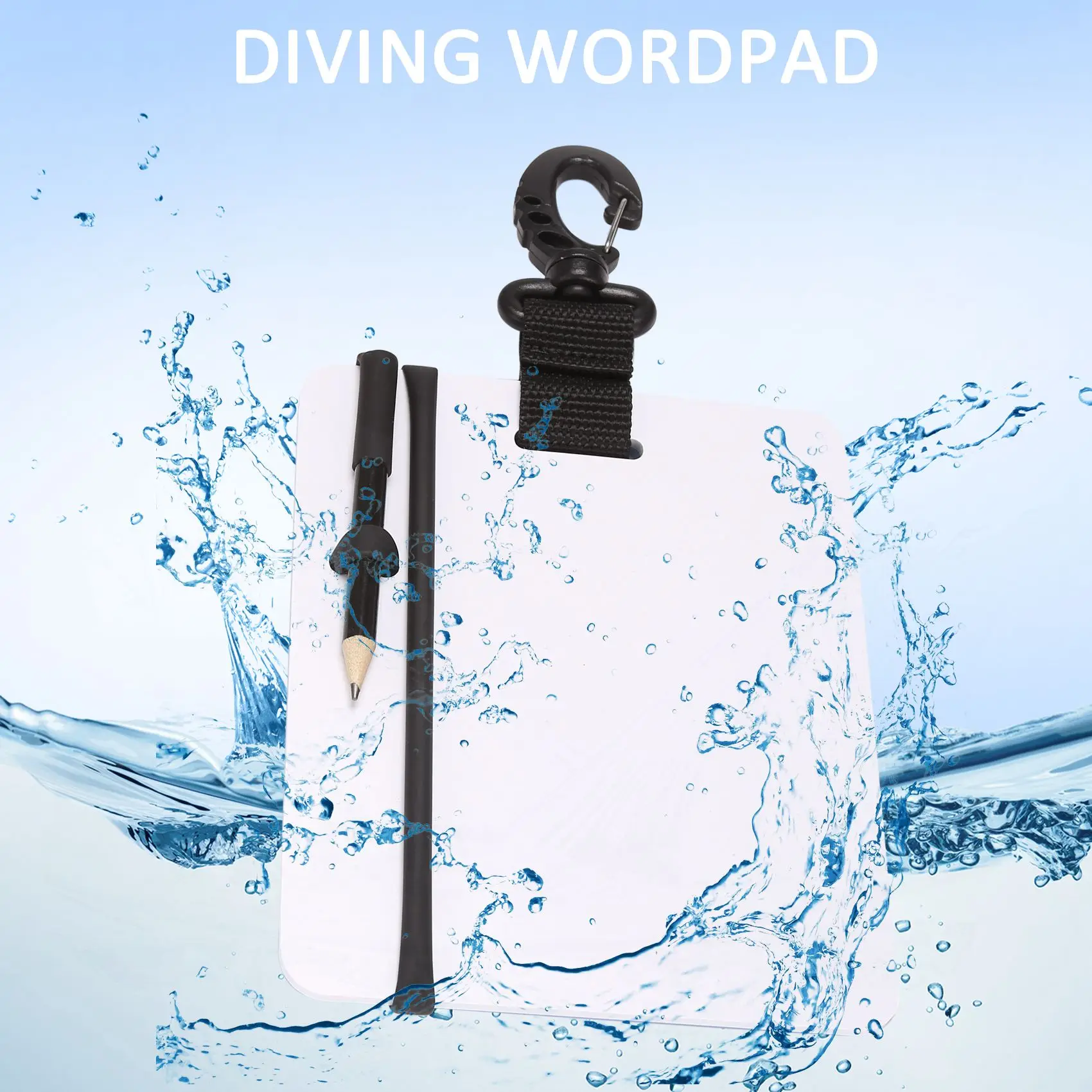 Dive Underwater Writing Slate Diving Wordpad Gear Board With Swivel Clip And Pencil For Water Sports Diving Swimming