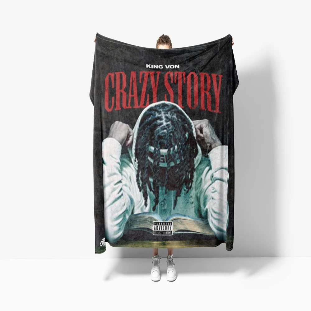 

K-King Von Art Hip Hop Music Cover Soft And Warm Flannel Blanket Perfect for Sofa Office Bed Camping And Travel Blanket