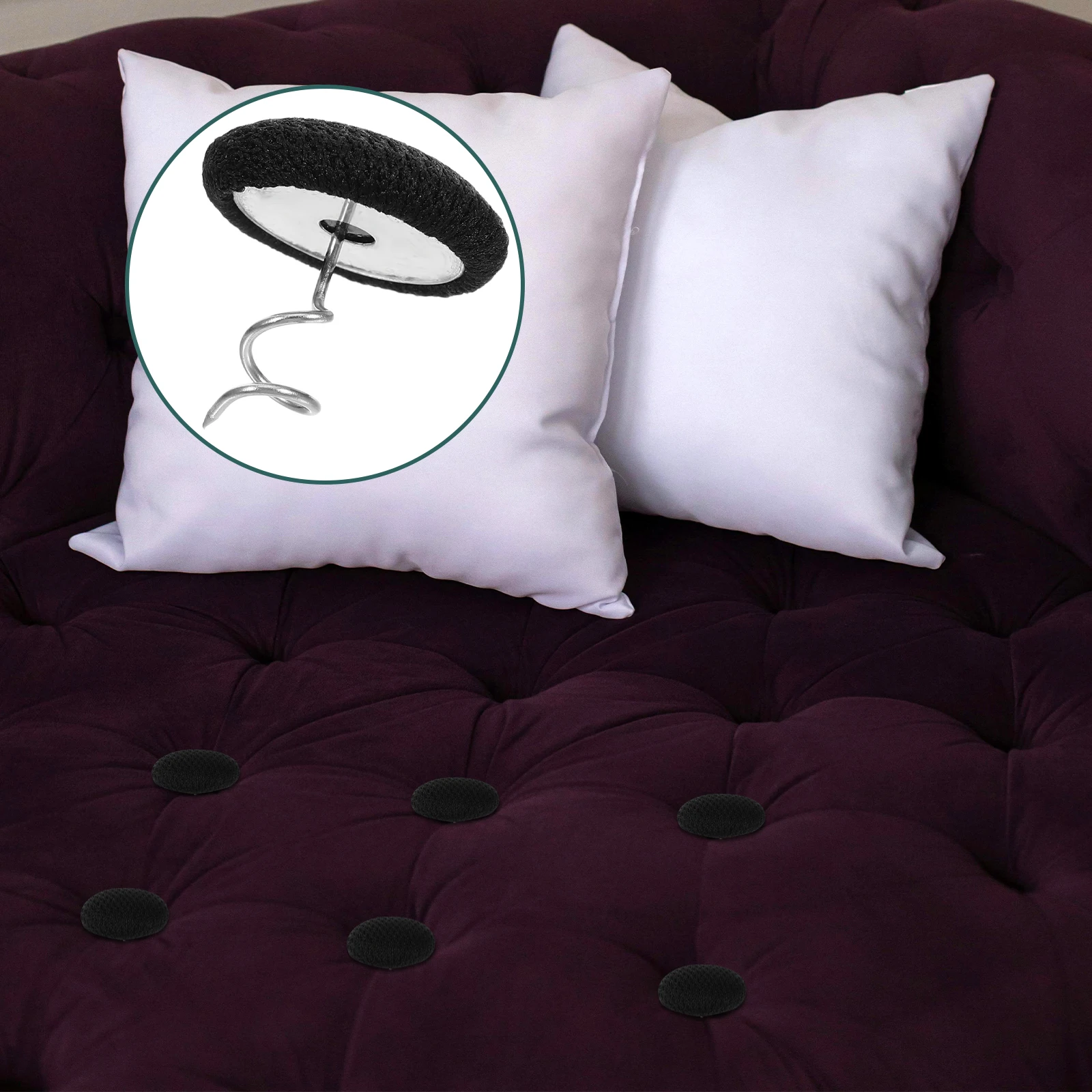 

30 Pcs Bed Sheets Anti-slip Pins Fabric Covered Spiral Twist Upholstery Tacks Nails Black Color Material Easy