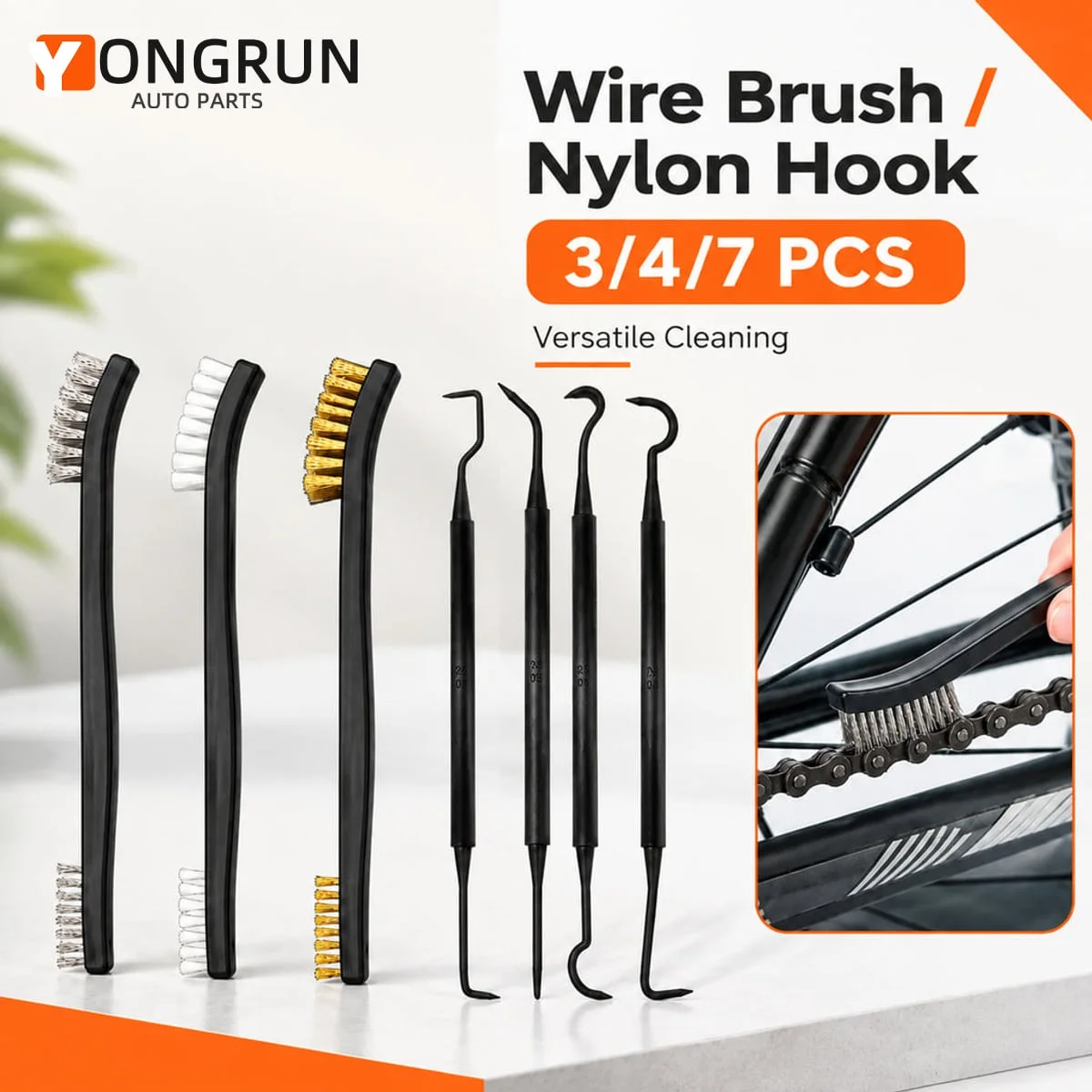 YONGRUN Detail Cleaning Brush Pick Set for Tight Crevices Double-Ended Slim Handle for Dust Debris and Stubborn Grime