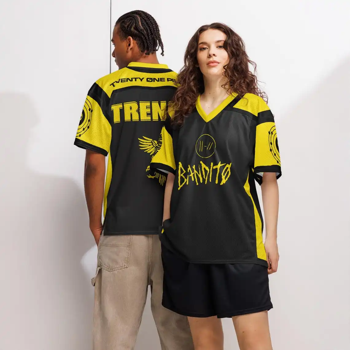 Twenty One Pilots Bandito Trench Rock Band Sport Jersey Men T‑Shirt Y2K Oversized Music Graphic Breathable Mesh Streetwear