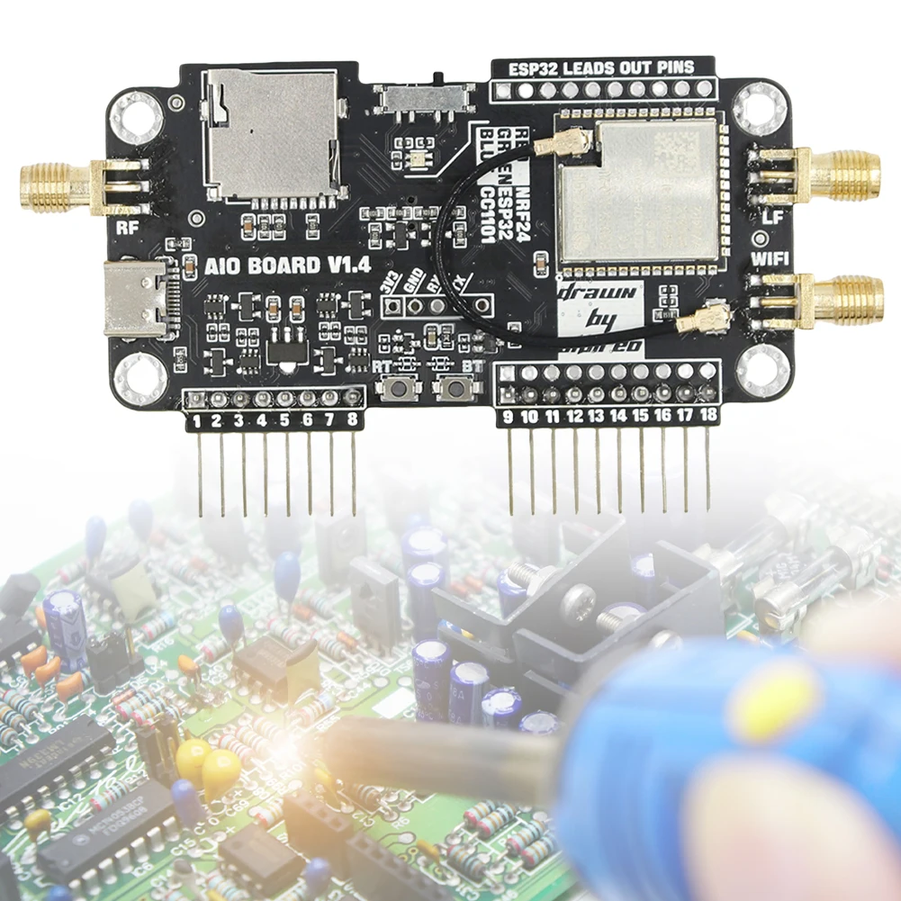 

Плата расширения для Flipper Zero Multiboard 3 в 1, модуль 2,4G, модуль расширения Wi-Fi NRF24 + ESP32, модуль расширения CC1101 с высоким коэффициентом усиления