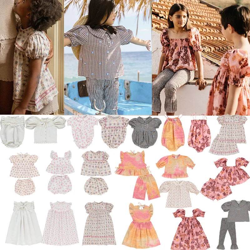 Baby Girls Jumpsuit Dress Hat Bebe Spring Summer Pastorale Kids Clothing Casual Dress Toddler Girls Clothes Girls Outfit Sets